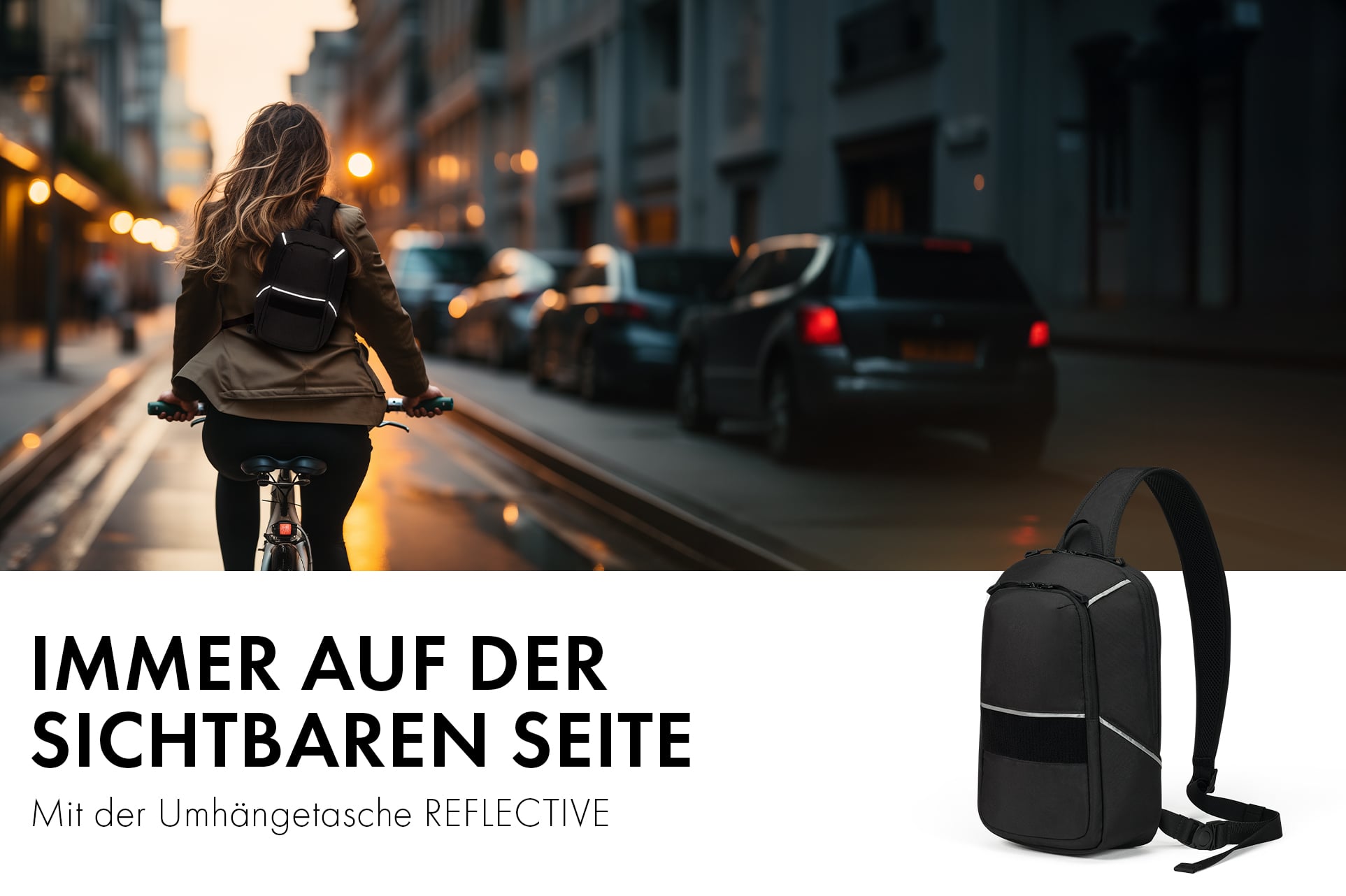Immer auf der sichtbaren Seite mit der Umhängetasche REFLECTIVE